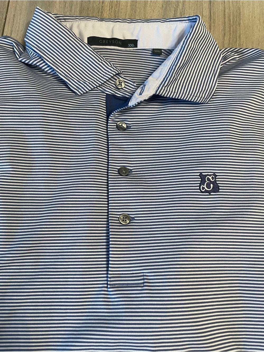 Greyson Polo Shirt – Men’s XXL – Navy Stripe – Edgewood Country Club